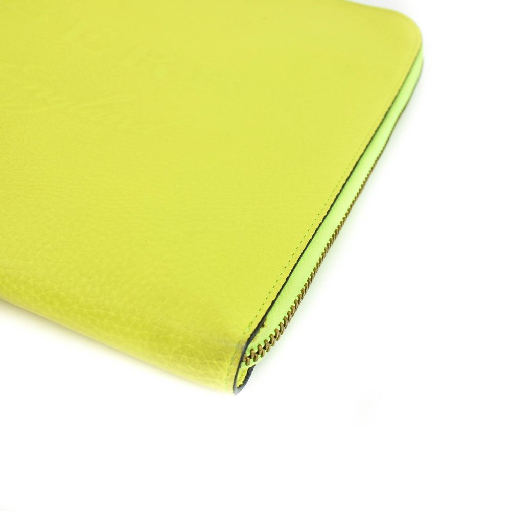 BURBERRY: Neon Yellow, Leather Logo Tablet/Portfolio/Laptop Case/Sleeve (wg) - Picture 6 of 10